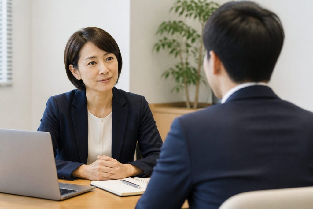 マネジャーが部下と1on1を行っている様子(イメージ)